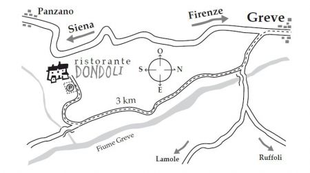 mappa che mostra come raggiungere "Ristorante Dondoli"