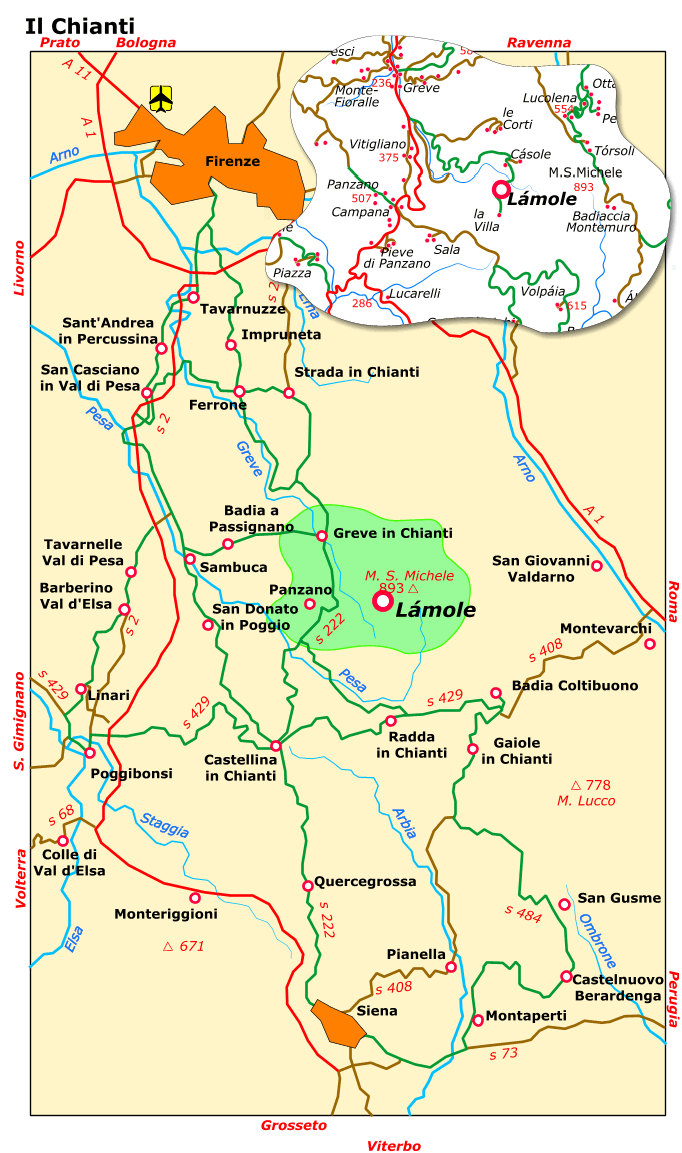 Map of Lamole in Chianti
